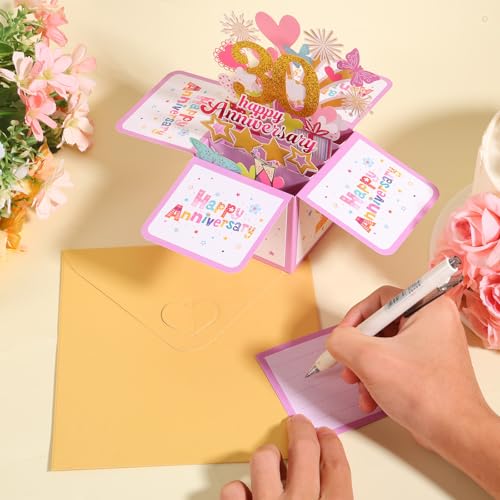 Colorful 3D Anniversary Pop-Up Card with Heart & Butterfly