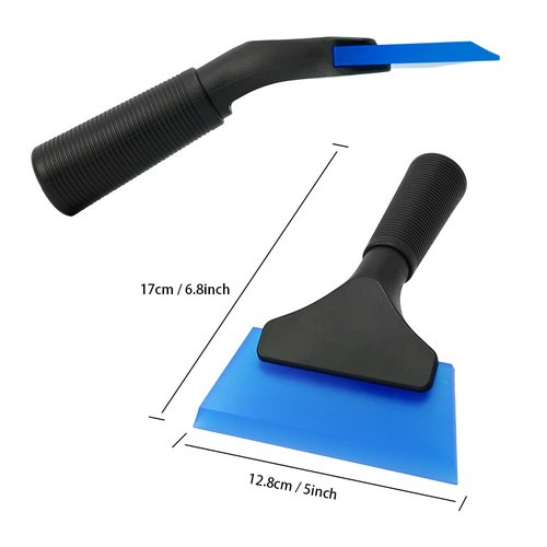 FOSHIO Small Squeegee with 5 Inch Dark Blue Rubber Blade Mini Wiper Window Tinting Tools for Mirror Glass Window Cleaner with Non-Slip Handle