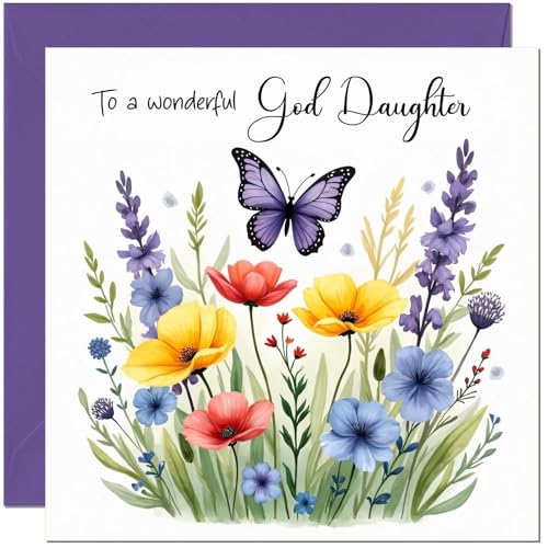 Floral Birthday Card for God Daughter - Eco-Friendly Design
