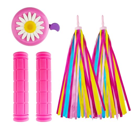 1 Pair Bicycle Bike Handlebar Scooter Streamers,1 Pack Bike Bell and 1 Pair Bicycle Bike Grips