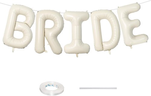 BRIDE 40-Inch Beige Balloons - Elegant Mylar Foil Banner for Bachelorette & Bridal Shower Decor