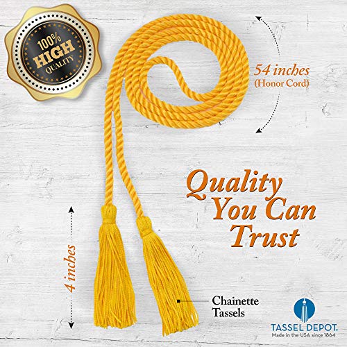 Gold Graduation Honor Cord - 62" with Tassels - Made in USA