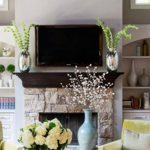 3 Pcs White Artificial Cherry Blossom Branches for Home Decor