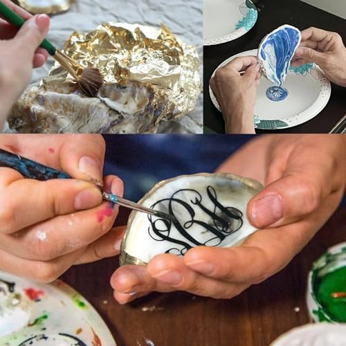 HOHUCRAB 10Pcs 3-4 Inch Natural Flat Oyster Shells for Crafts and Decor
