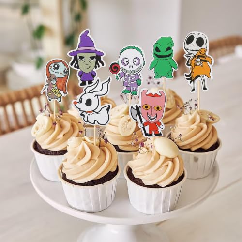 Halloween Skull Ghost Cupcake Toppers Set of 5 - Scary Party Decorations