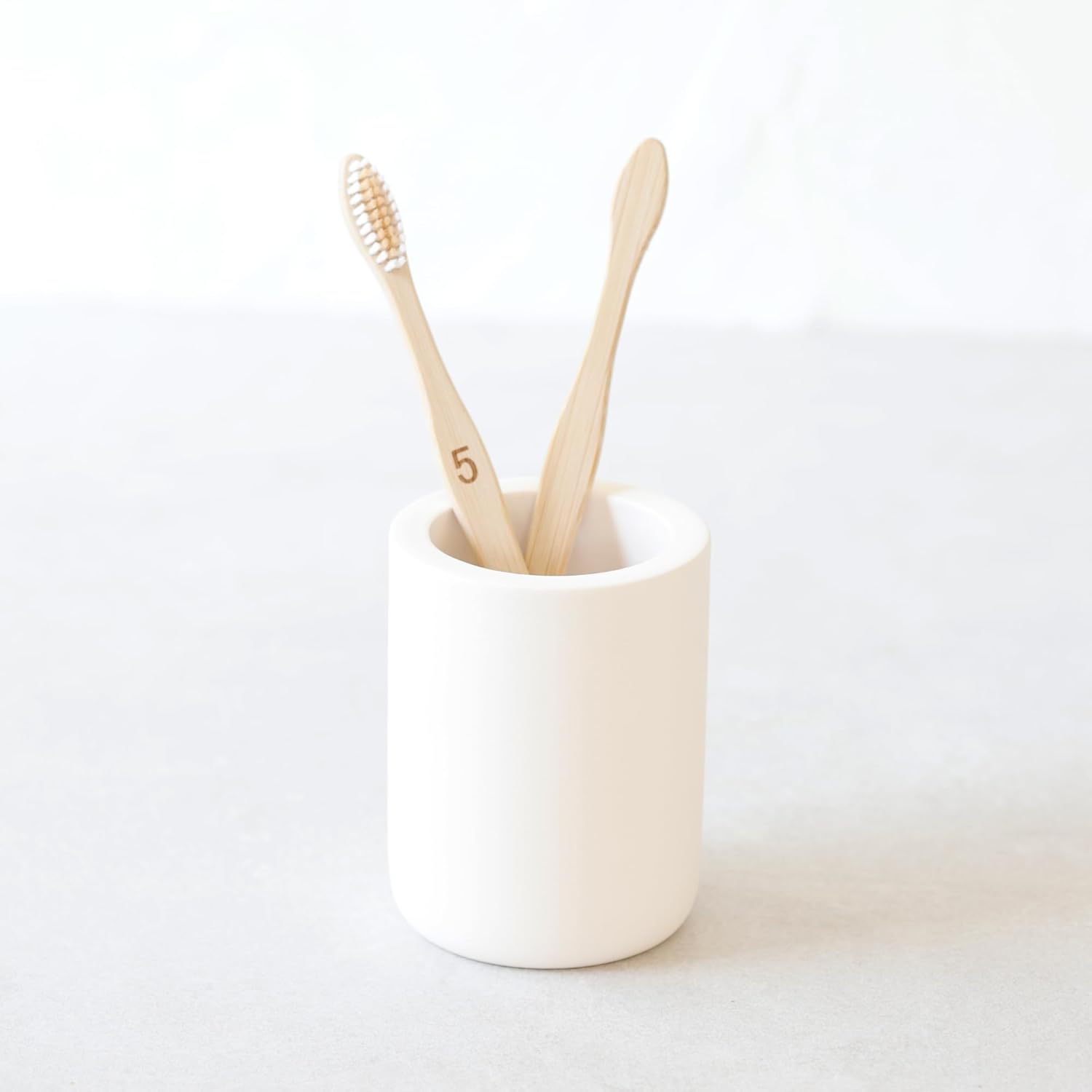 Selegna Diatomite Toothbrush Holder - Quick Drying Bathroom Organizer for Electric Toothbrushes | Beige