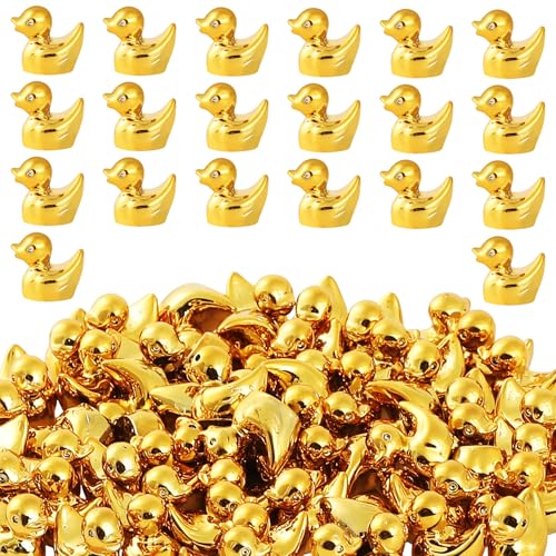 120 Pcs Mini Golden Duck Resin Figurines for Fairy Garden & Party Favors