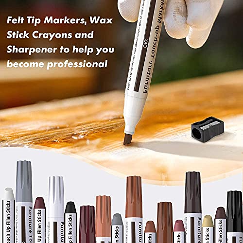 DAIXISM 21-Piece Furniture Repair Kit with Markers & Wax Sticks for Scratch and Ding Fix