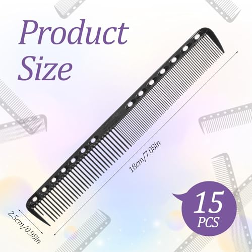 TIESOME 15 Pcs Carbon Fiber Hair Comb Set Professional Styling Tools