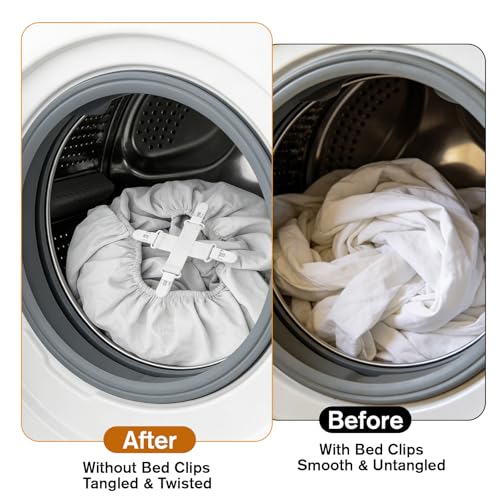 2-Pack Bed Sheet Detangler Clips for Washer & Dryer - Reduce Wrinkles