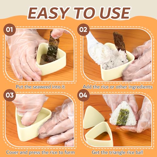 Beige Onigiri Mold Triangle Set - 3 Sizes Sushi Rice Ball Maker Kit