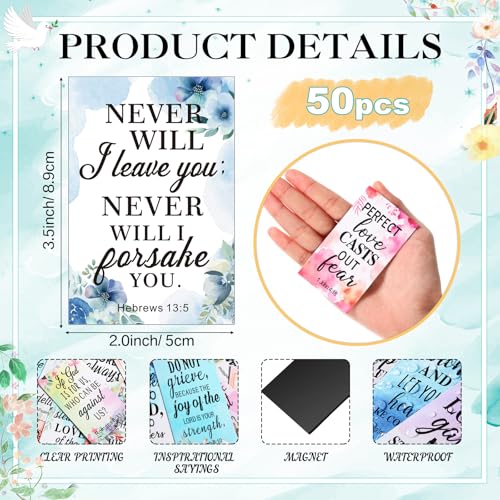 50 Pcs Inspirational Christian Refrigerator Magnets with Bible Verses