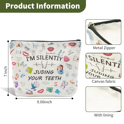 Dentist Makeup Bag Cotton Canvas Dental Hygienist Gift Pouch