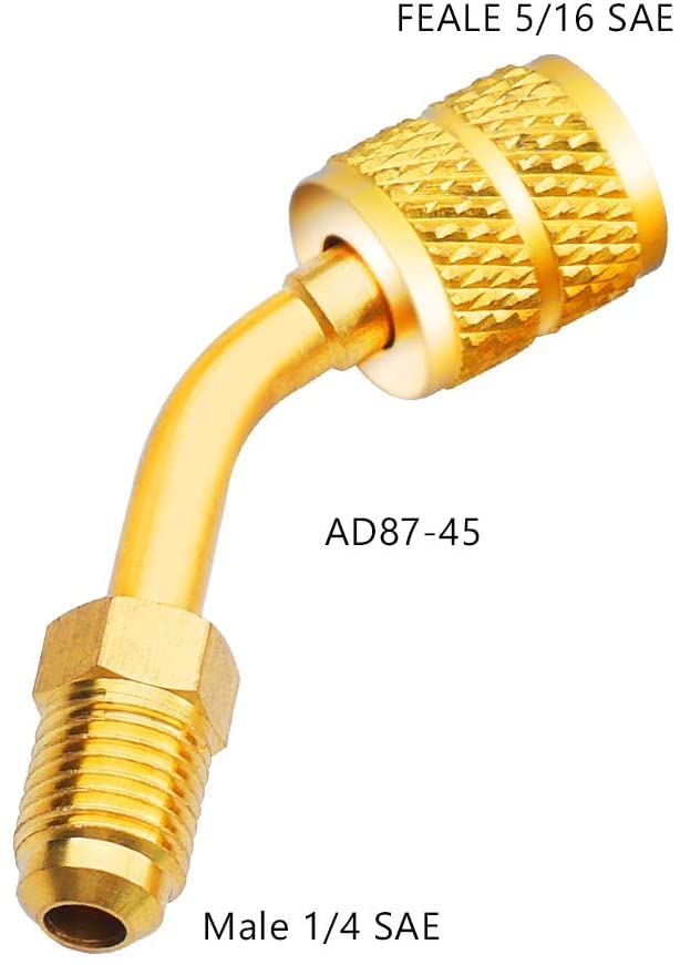 R410A Adapter Kit - 5/16" SAE Female to 1/4" SAE Male, 1 Straight & 1 Angled