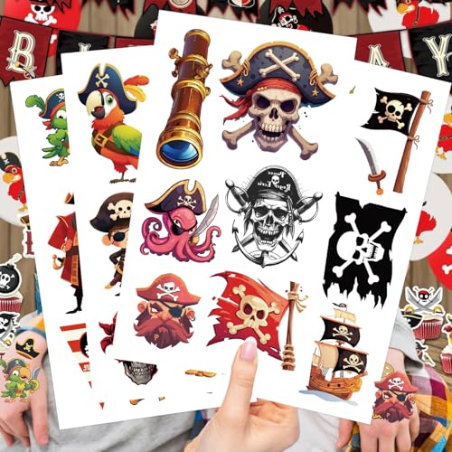 Waterproof Pirate Temporary Tattoos for Kids Birthday Party Favors