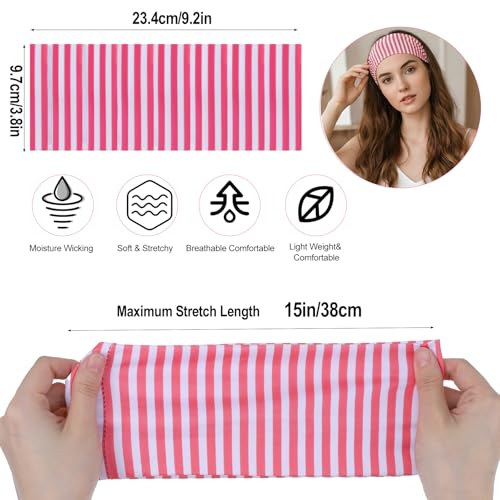 Mabor 4-Pack Striped Workout Headbands for Women Non-Slip Wide Hair Bands