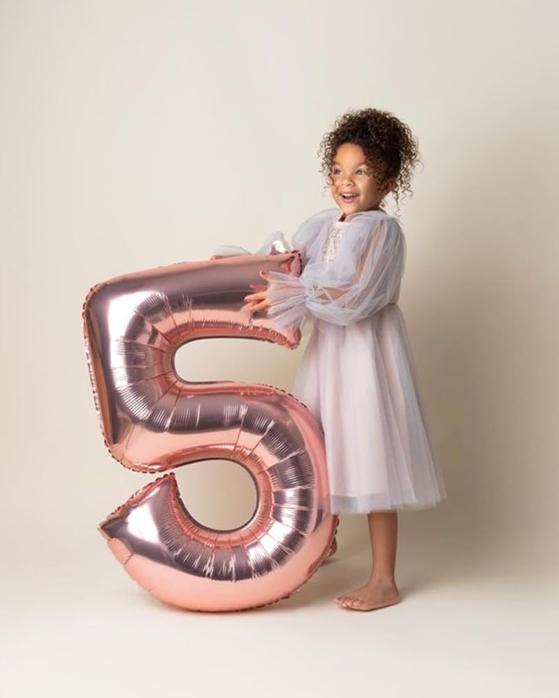 Regine Switzerland 40-Inch Balloon Numbers - Rose Gold 5th Birthday & Wedding Party Decor