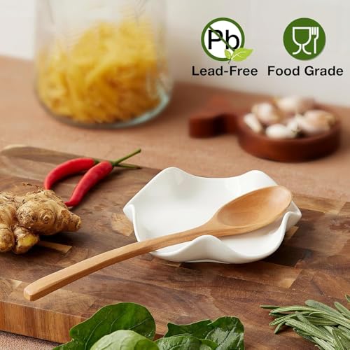 Black & White Ceramic Spoon Rest - 5.3in Heat Resistant Holder