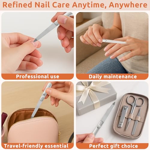 Ceemiaa 3PCS Stainless Steel Diamond Nail Files, Double-Sided Metal Files with Anti-Slip Grip