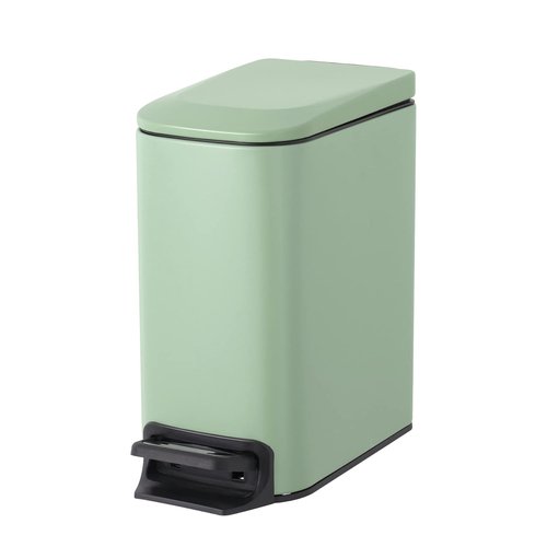 Cesun Small Bathroom Trash Can - Soft Close Lid & Step Pedal | 6L Stainless Steel, Anti-Fingerprint Finish (Matt Green)