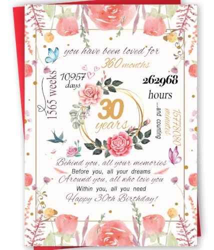 30th Birthday Card for Women - Unique Gift with Envelope