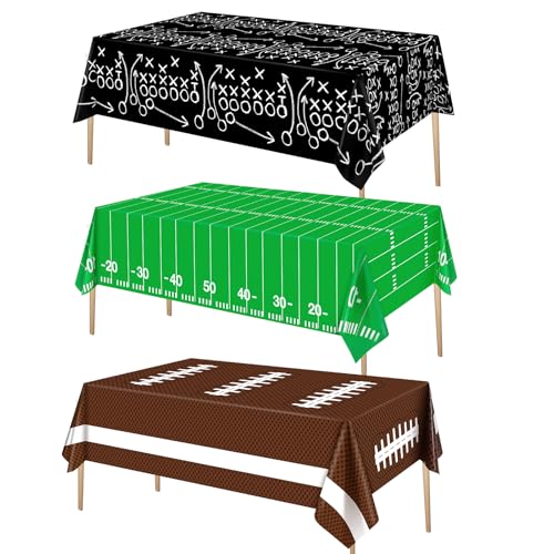 Football Party Decorations - 3 Pack Disposable Tablecloths 54x72in