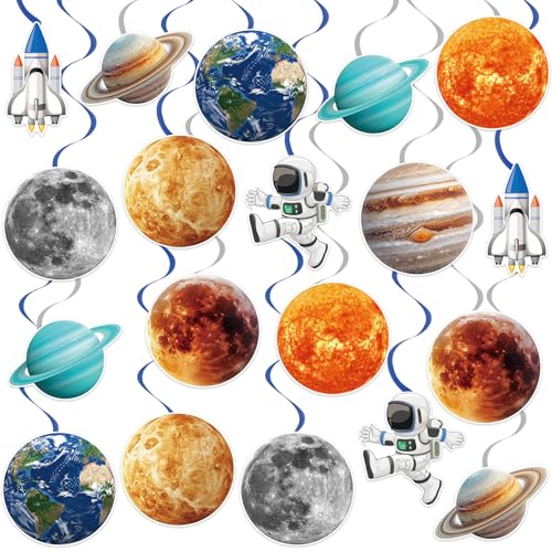 40Pcs Outer Space Hanging Swirl Decorations for Kids' Parties