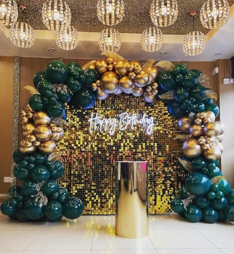 Green and Gold Balloon Arch Kit with Stars - 150 Pieces