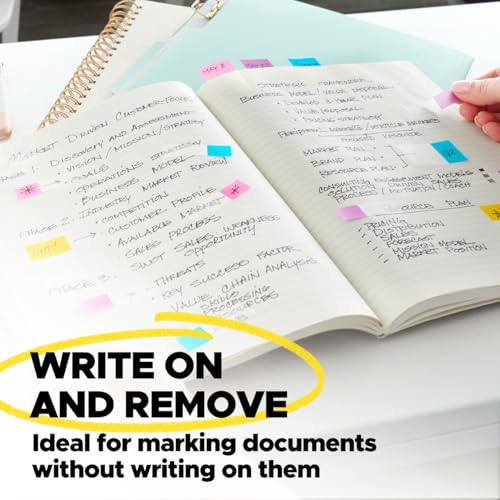 Post-it Flags Dispenser with 20 Removable Sticky Tabs - 60 Total