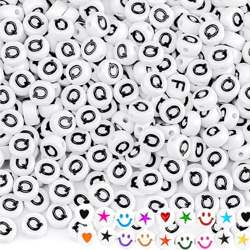 Lejenfo 300pcs Letter Q Beads 4x7mm Flat Round Acrylic Alphabet Beads Bulk