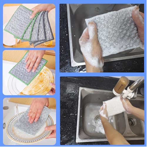 Scratch-Free Metal Wire Dishwashing Cloths - 2 Pack for Kitchen Cleaning