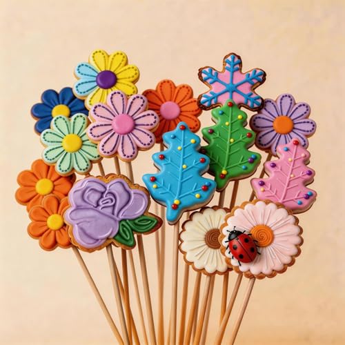 5-Piece Flower Cookie Cutter Set - Stainless Steel Floral Shapes