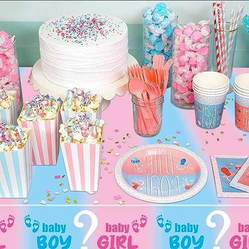 2-Pack Gender Reveal Tablecloths - Pink & Blue Baby Shower Decor