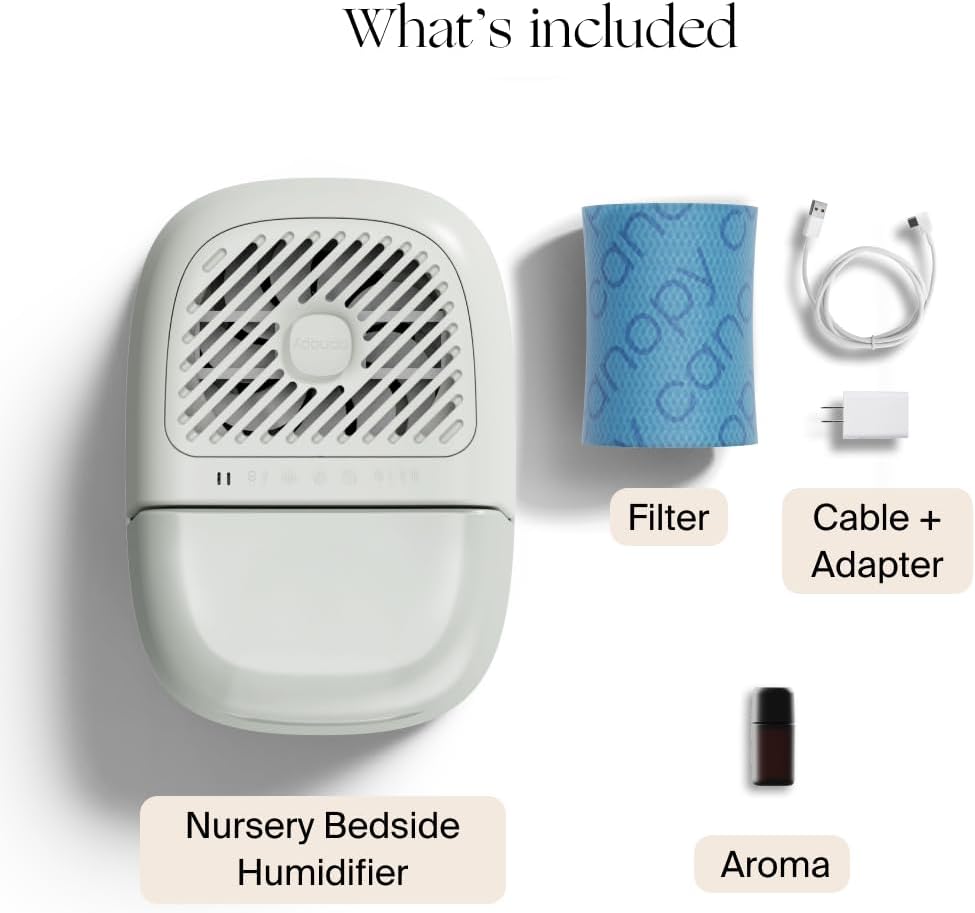 Canopy Nursery Humidifier 2.0 - 36 HR Run Time, 2.5L Tank | Sleep Lights & White Noise for Deep Sleep