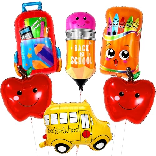 KatchOn Back to School Balloons Set - Pack of 6, Multi Color Classroom Decor