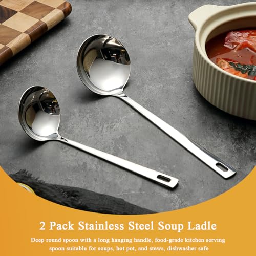 Kyraton 2-Piece Stainless Steel Soup Ladle Set - Ergonomic Design