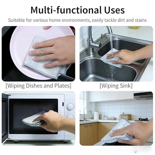 Double-Sided Steel Wire Dishwashing Cloths - Reusable, Heavy-Duty Kitchen Cleaning Rags