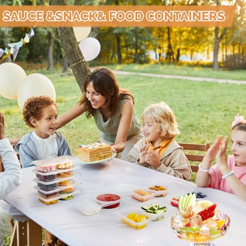 Reusable Snack Containers with Lids - 20Pcs Dual Compartment