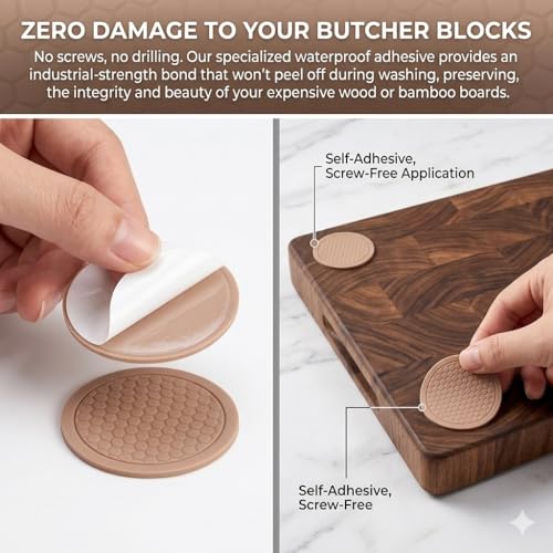 Non-Slip Silicone Cutting Board Feet - 2.36 Inch Gripper Pads