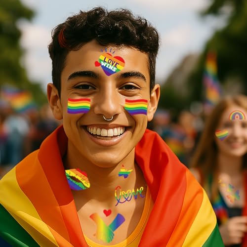 Garsellen 119+ Pcs Gay Pride Temporary Tattoos Rainbow Flag Stickers