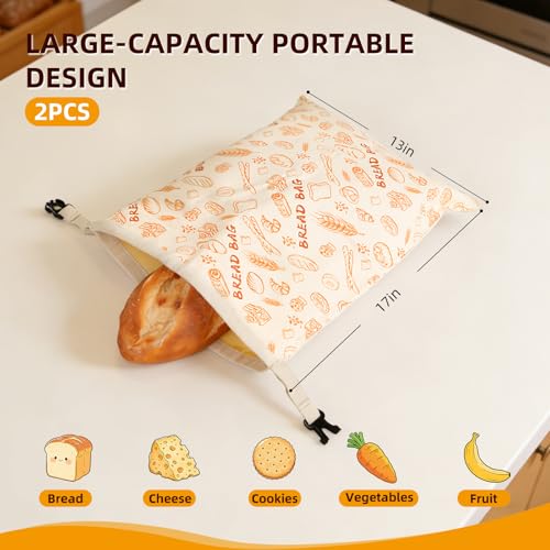 Reusable Beeswax Bread Bags - XL 13x17 In, Eco-Friendly Storage (2 Pack)