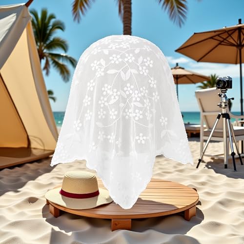 White Lace Flower Triangle Headband Elegant Women Sunproof Bandana