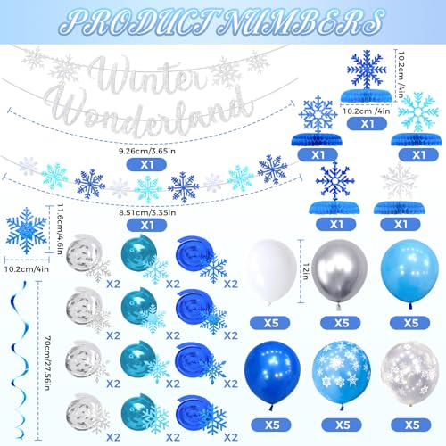 Winter Wonderland Snowflake Party Decorations Set - 62 Pcs Christmas & Holiday Hanging Decor