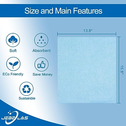JEBBLAS Reusable Cleaning Towels - 50 Pack Blue, 13.8" x 15.8"
