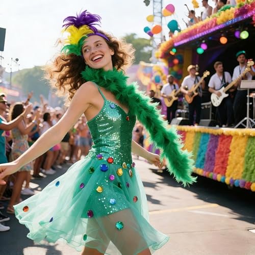 Mardi Gras Feather Headband 1920s Flapper Headpiece Costume Accessory