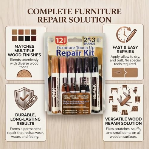 203 Brands 12-Piece Wood Furniture Repair Kit - Markers & Wax Sticks