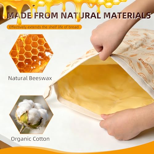 Reusable Beeswax Bread Bags - XL 13x17 In, Eco-Friendly Storage (2 Pack)