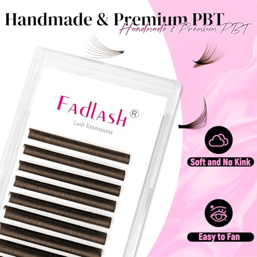 FADLASH Easy Fan Brown Eyelash Extensions D Curl 15-20mm Volume Lashes