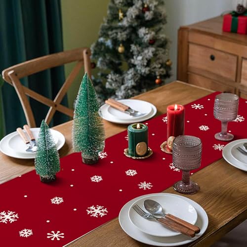 Christmas Table Runner 13x72 Inches - Red Holiday Table Decor