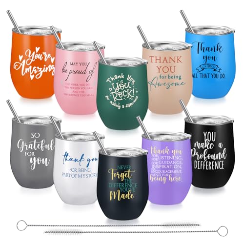 12 oz Inspirational Employee Appreciation Tumblers Bulk Set with Straws and Lids
